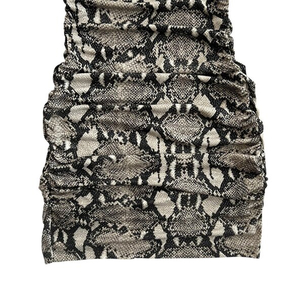Alberto Makali Python Ruched Faux Wrap Bodycon Knee Length Dress Beige M Mobwife - Picture 6 of 11